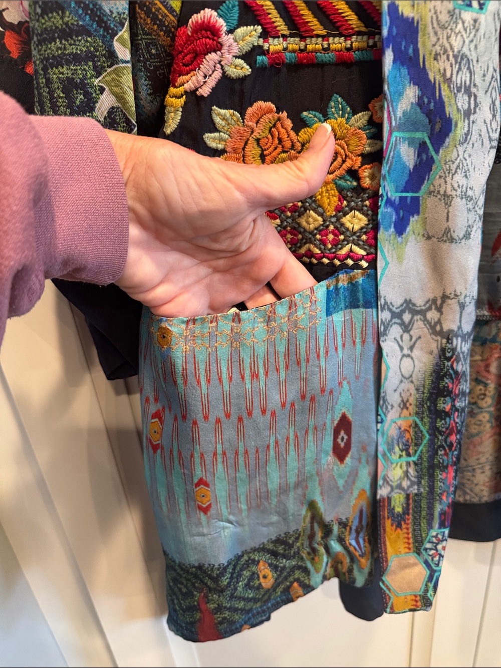 Johnny Was Aurelia Embroidered Silk Kimono Jacket - Picture 7 of 10